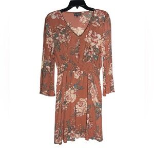 J. Glee Floral Boho Long Sleeve Lightweight Dress Womens Petite Large Rayon